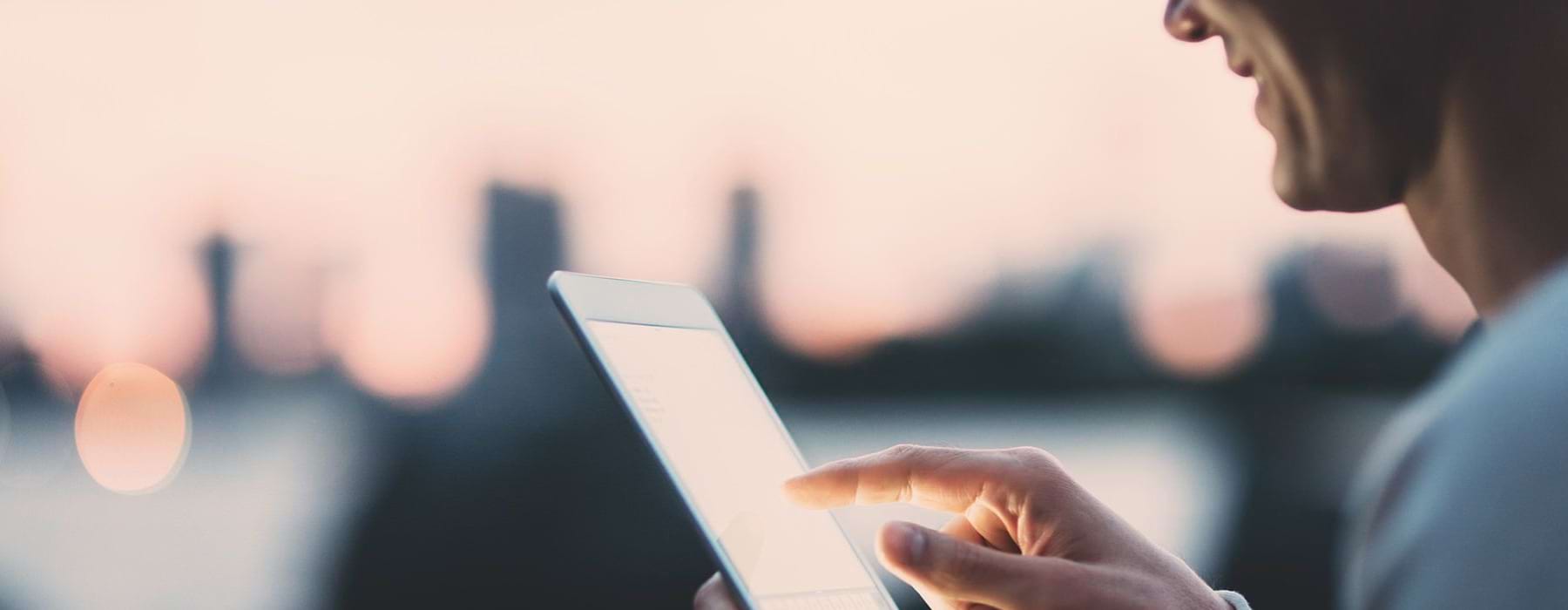 Man working on a tablet