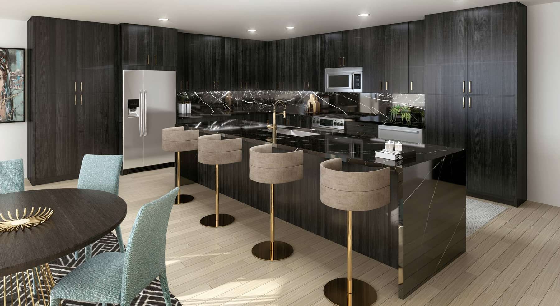 open concept kitchen with island seating